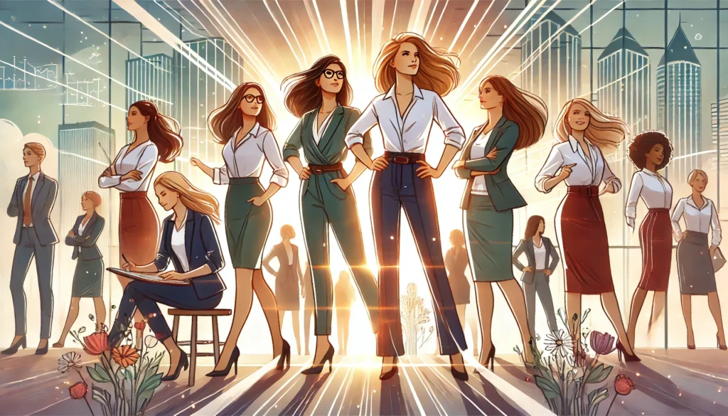 DALL·E 2024 12 14 22.37.00 An empowering and dynamic illustration featuring a group of diverse women leaders in a professional and inspirational setting. The women are confident